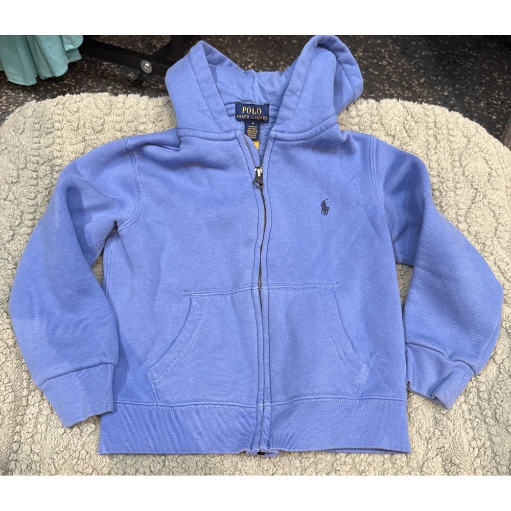 Ralph Lauren Polo Boys Girls Toddler Full Zip Sweatshirt Blue Size 4 Soft Fleece